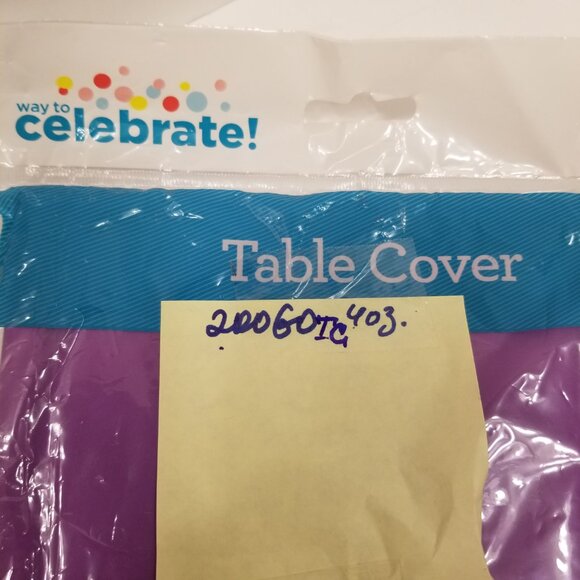 NIB Manufacturer Sealed 54" × 108" Celebrate! Purple Table Cover, Tablecloth - Picture 5 of 6